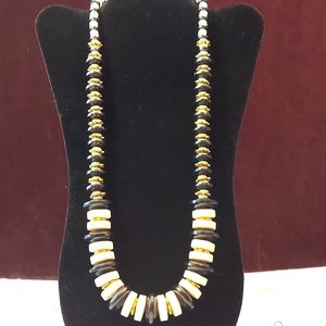 Pauline Rader Necklace, B&W, Goldtone Unique‎ Spacers, Vintage, RARE